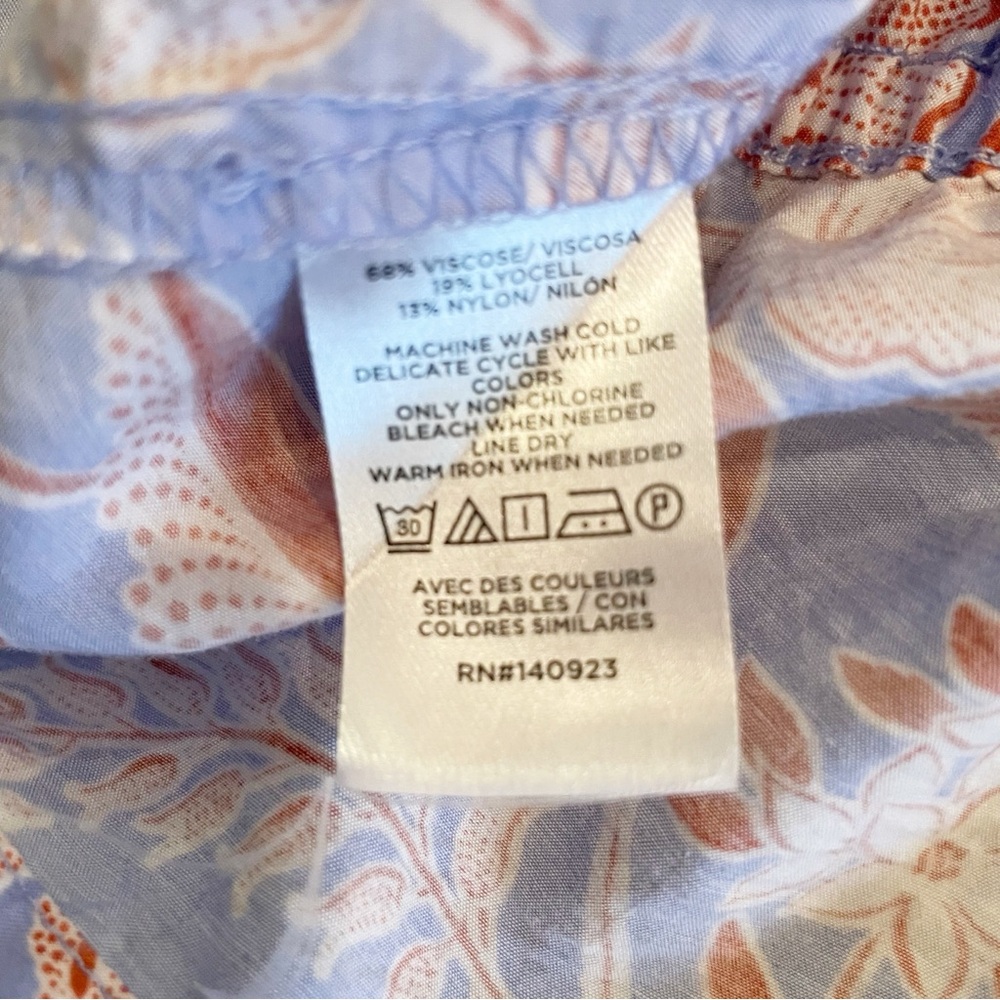 LOFT Outlet Peplum Blouse Top Botanical V-Neck XS Coastal Grandmother Spring - Picture 5 of 6